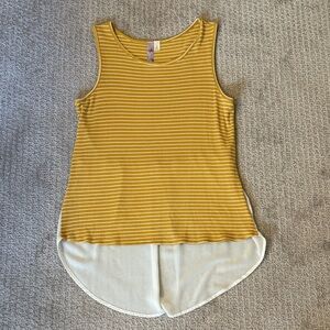 Alya Mustard & White Striped Hi-Low Tank